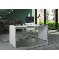 Bureau droit individuel moderne blanc laqué brillant Leila