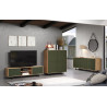 Meuble TV moderne 184 cm chêne artisan/vert Santana