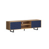 Meuble TV moderne 184 cm chêne artisan/bleu Santana