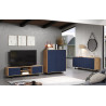 Meuble TV moderne 184 cm chêne artisan/bleu Santana