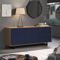 Buffet/bahut moderne 183 cm chêne artisan/bleu Santana