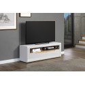 Meuble TV contemporain 150 cm blanc laqué brillant Marlie