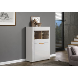 Buffet haut contemporain blanc laqué brillant Marlie