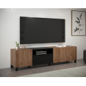 Meuble TV contemporain 185 cm marron/noir mat Kendra