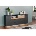 Buffet/bahut moderne 187 cm chêne/anthracite Cindy