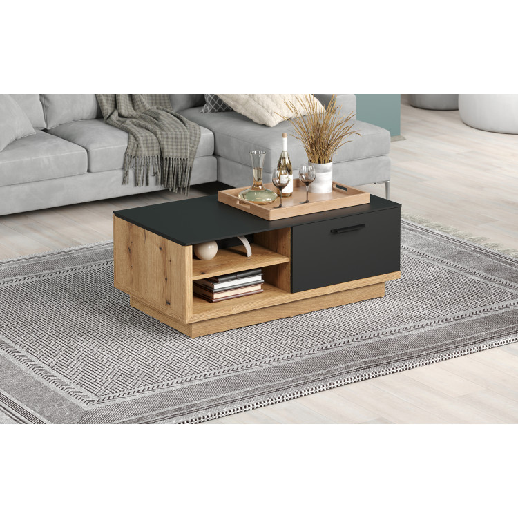 Table basse rectangulaire moderne chêne/anthracite Cindy