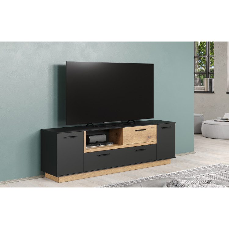 Meuble TV moderne 187 cm chêne/anthracite Cindy