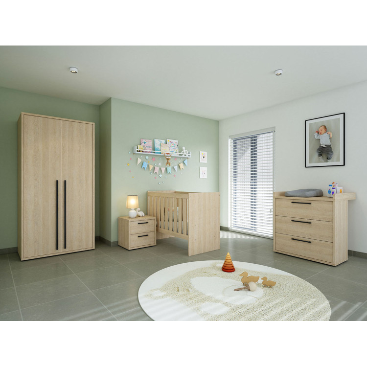 Chambre bébé complète contemporaine chêne sable Juliana