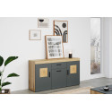 Buffet/bahut moderne 160 cm chêne/anthracite Bonnie