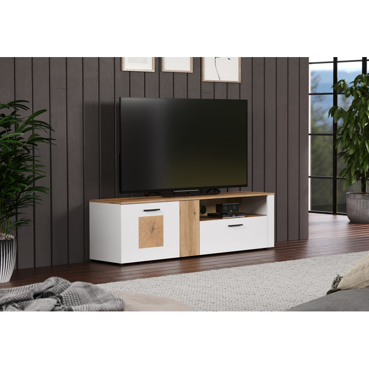 Meuble TV moderne 170 cm chêne/blanc Vickie