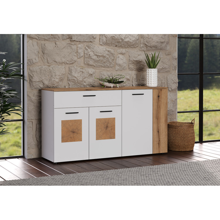 Buffet/bahut moderne 150 cm chêne/blanc Vickie