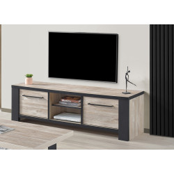 Meuble TV contemporain 160 cm chêne sable Thorie