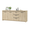 Buffet/bahut contemporain 220 cm chêne ivoire Spirit