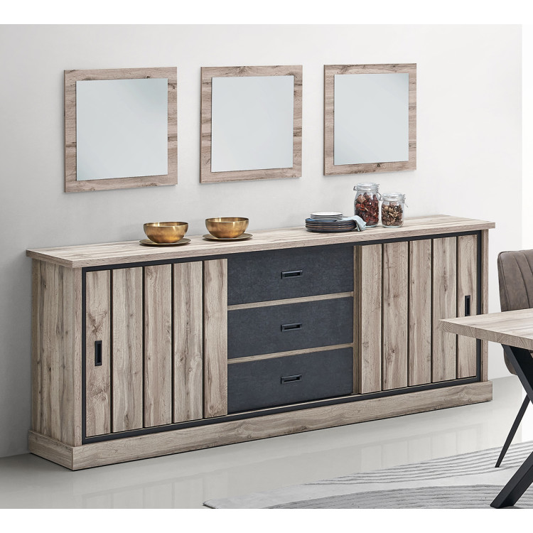 Buffet/bahut contemporain 225 cm chêne canada Emilia