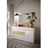 Buffet/bahut contemporain 156 cm blanc laqué brillant Isia