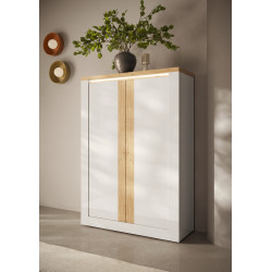 Buffet haut contemporain blanc laqué brillant Isia