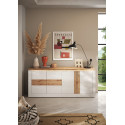 Buffet/bahut contemporain 210 cm blanc laqué brillant Isia