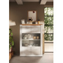 Vitrine contemporaine 117 cm blanc laqué brillant Isia