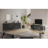 Buffet/bahut moderne 241 cm sérigraphité gris mat Blake