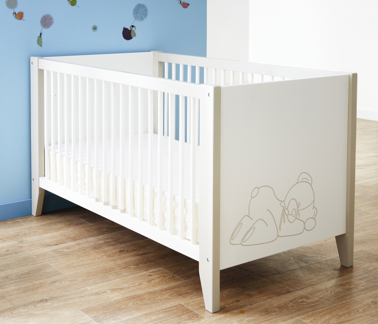 Lit Bebe Contemporain Blanc Marron Clair Ted Matelpro