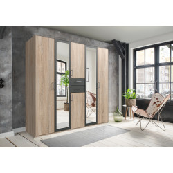 Armoire adulte moderne 225 cm chêne/graphite Hortensia