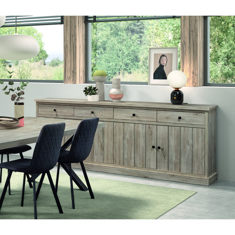 Buffet/bahut contemporain 230 cm chêne clair Tirol