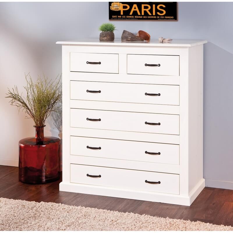 Meuble De Rangement Contemporain En Pin Massif Blanc Cassis | Matelpro