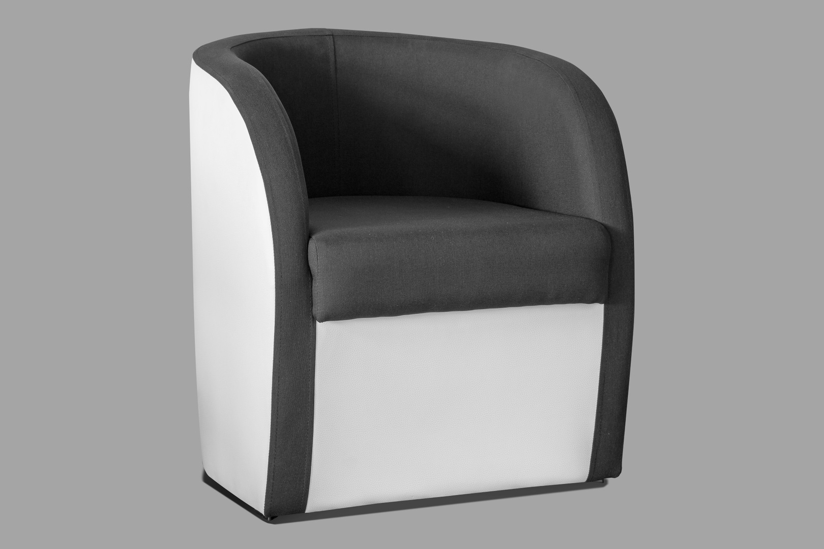 Fauteuil Cabriolet Avec Coffre En Tissu Gris Et Pu Blanc Adelie Ii