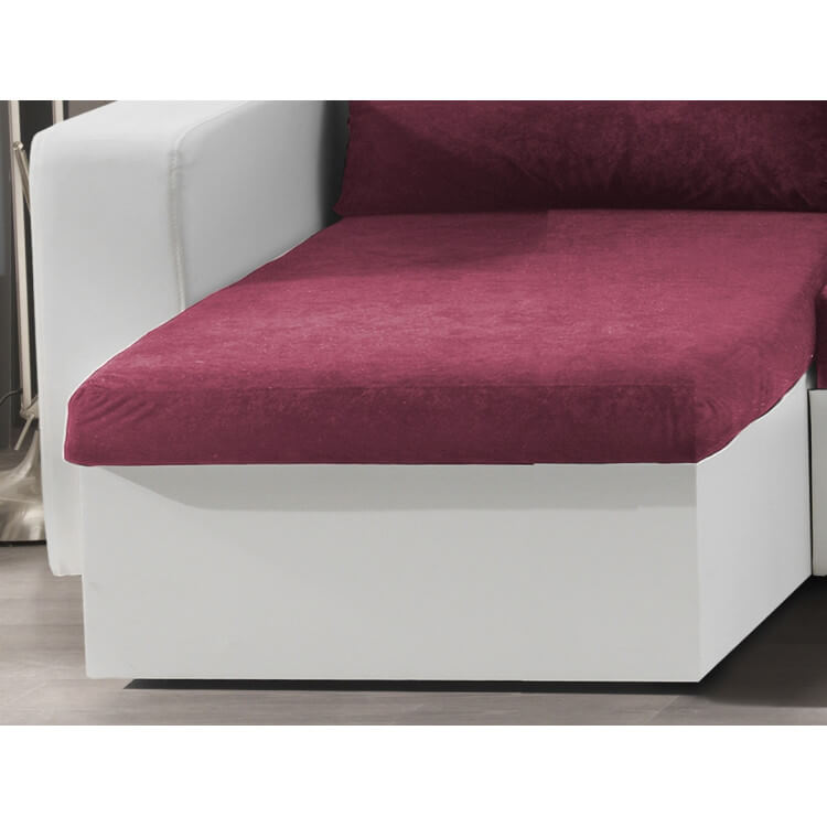 Canapé d'angle convertible réversible microfibre prune/PVC ...