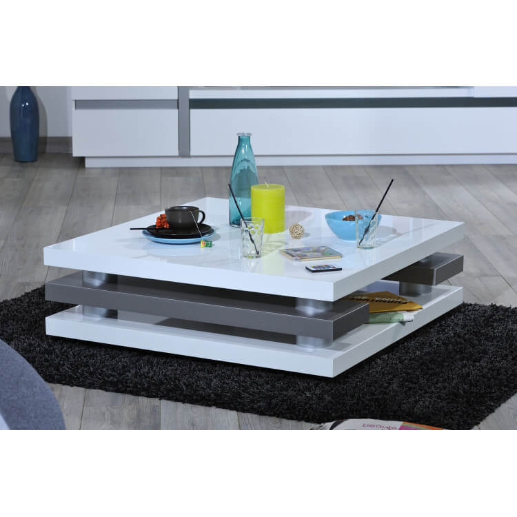 Table basse design blanc laqué Joss