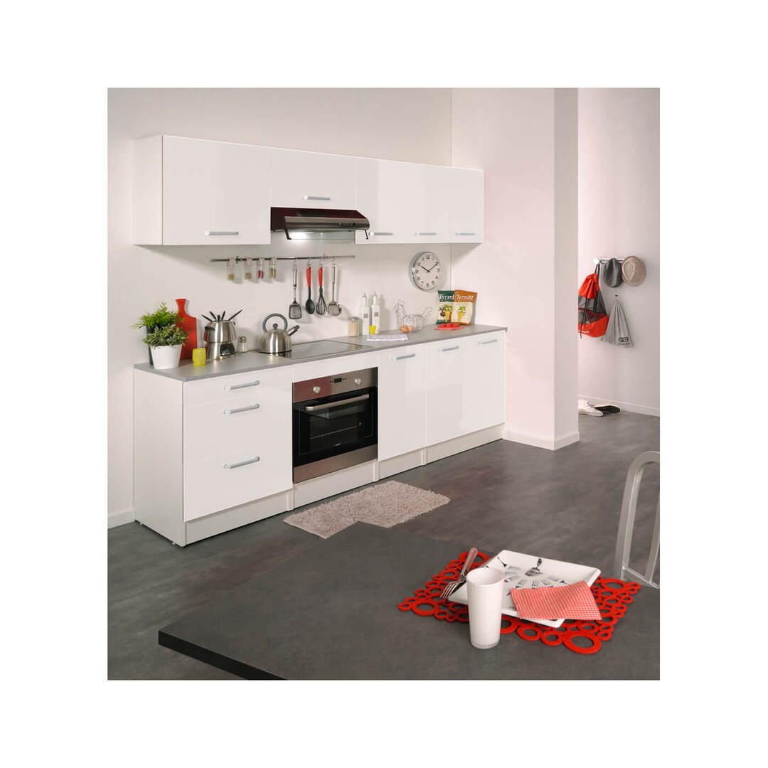 Meuble bas de cuisine contemporain 60 cm 2 tiroirs blanc brillant