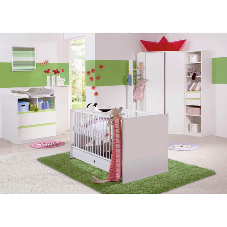 Chambre Bebe Contemporaine Blanc Alpin Vert Wendy