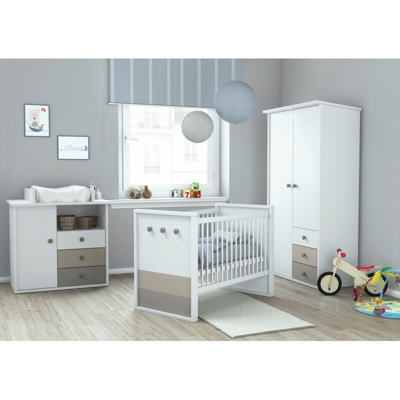 Armoire Bebe Contemporaine Coloris Blanc Argile Nuage