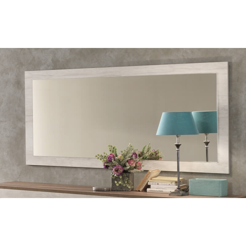 Miroir de salle à manger rectangulaire 140 cm chêne blanchy Zola | Matelpro