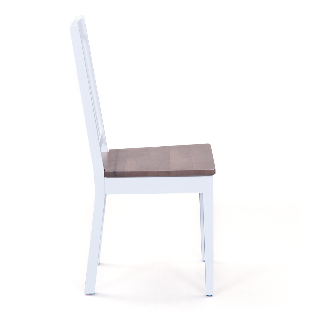 Chaise de salle à manger contemporaine en pin massif blanc/brun (lot de