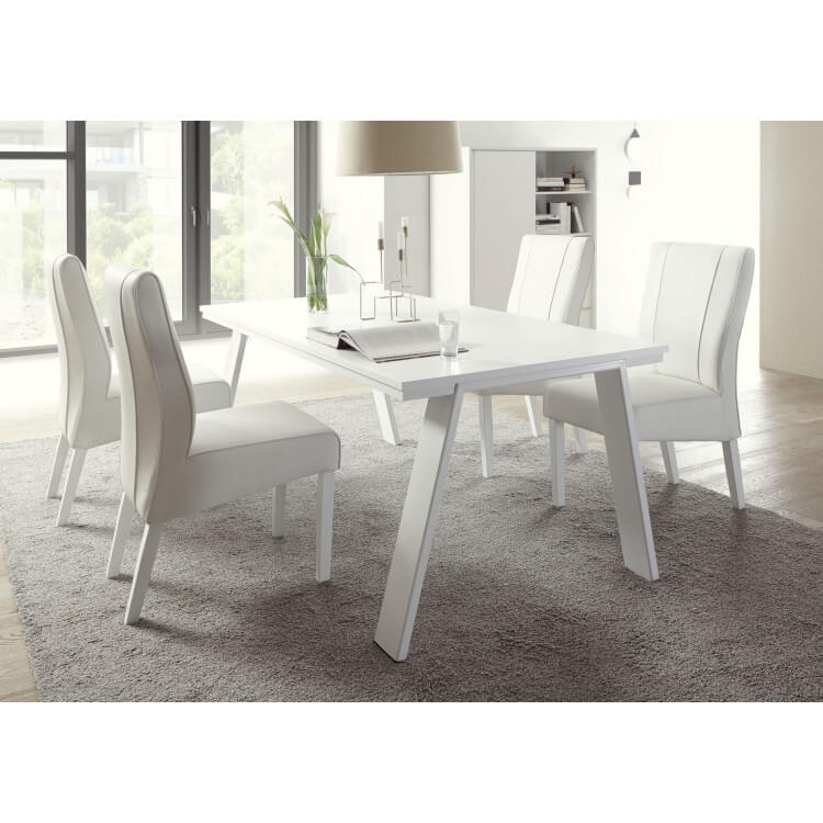 Table de salle à manger design laqué blanc mat Martin | Matelpro