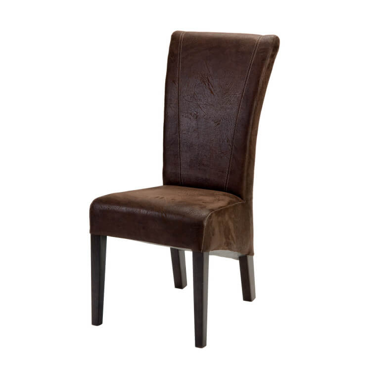 Chaise de salle à manger contemporaine en tissu marron (lot de 2) Elégance