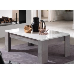 Table basse design laquée blanc/marbre Odetta