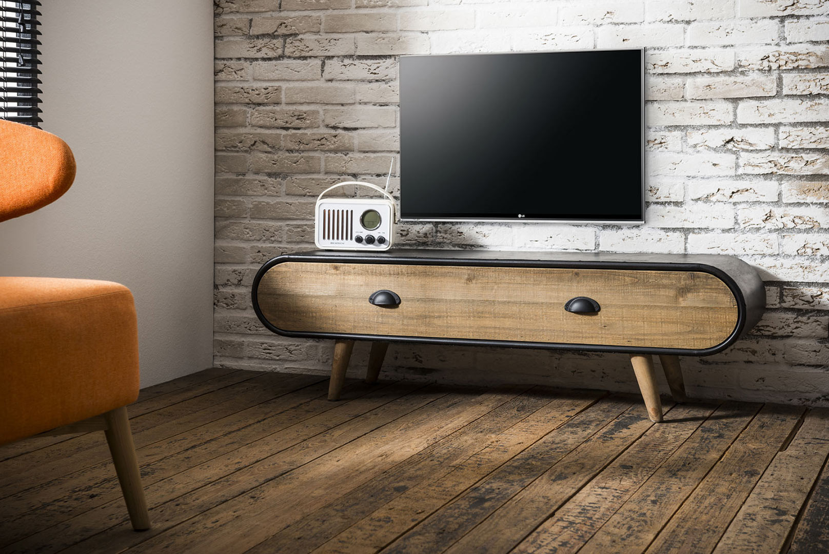 Meuble TV bois métal - Meuble télé style industriel bois métal