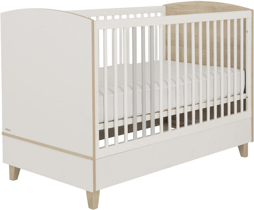 Lit Bebe Evolutif Scandinave Chataignier Naturel Blanc Eugenie Matelpro