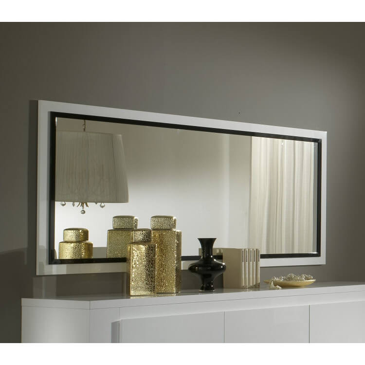 Miroir rectangulaire design laqué blanc et noir Adriana