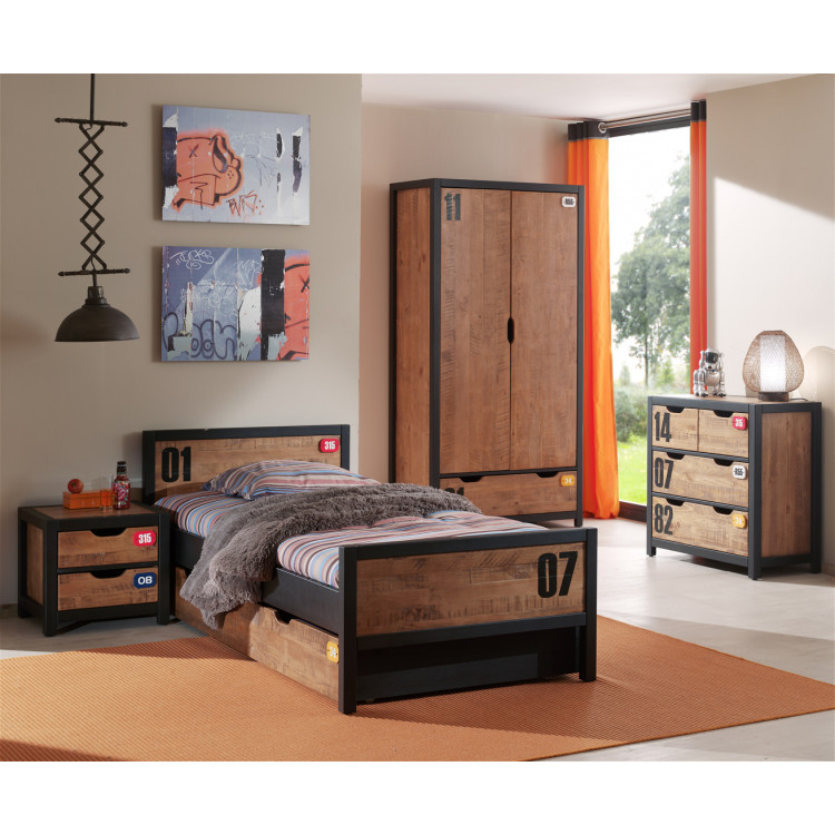 Chambre à coucher enfant/ado (lit 140x200 cm + 2 chevets + armoire