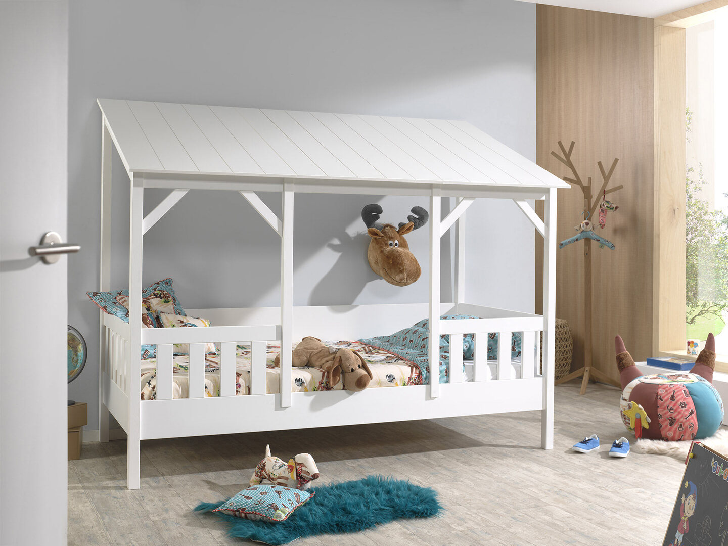 Lit Cabane Enfant Moderne Pin Massif Laqu Blanc Madison Matelpro