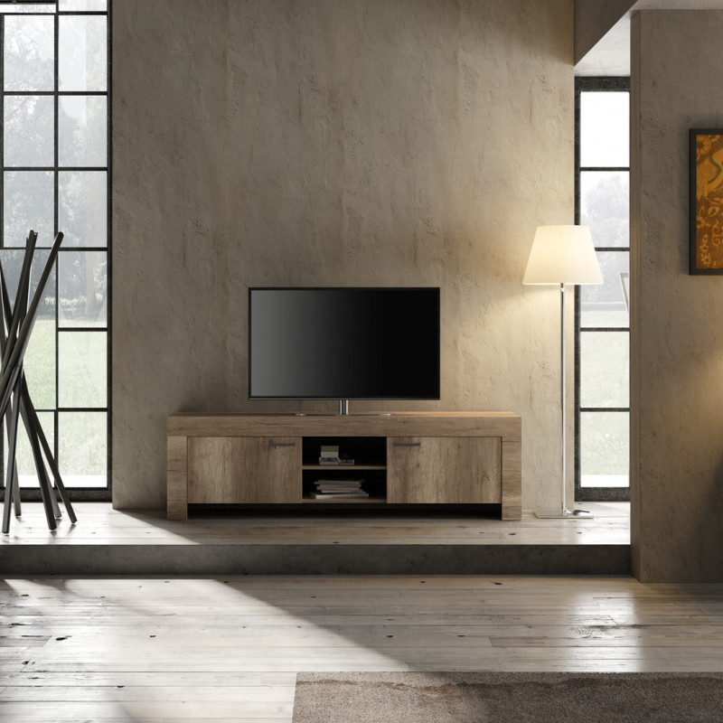 Support chevalet design scandinave pour TV 45- 65 noir/noyer