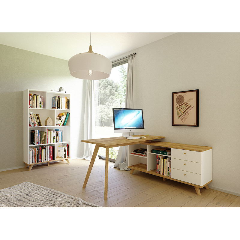 Bureau D'angle Scandinave Chêne/blanc Nebula - Matelpro