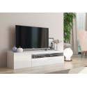 Meuble TV moderne 150 cm blanc laqué brillant Adilah