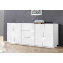 Buffet/bahut moderne 220 cm blanc laqué brillant Vegas