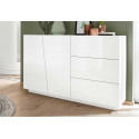 Buffet/bahut moderne blanc laqué brillant 140 cm Vegas