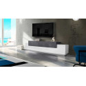 Meuble TV moderne 240 cm blanc laqué/gris Corso