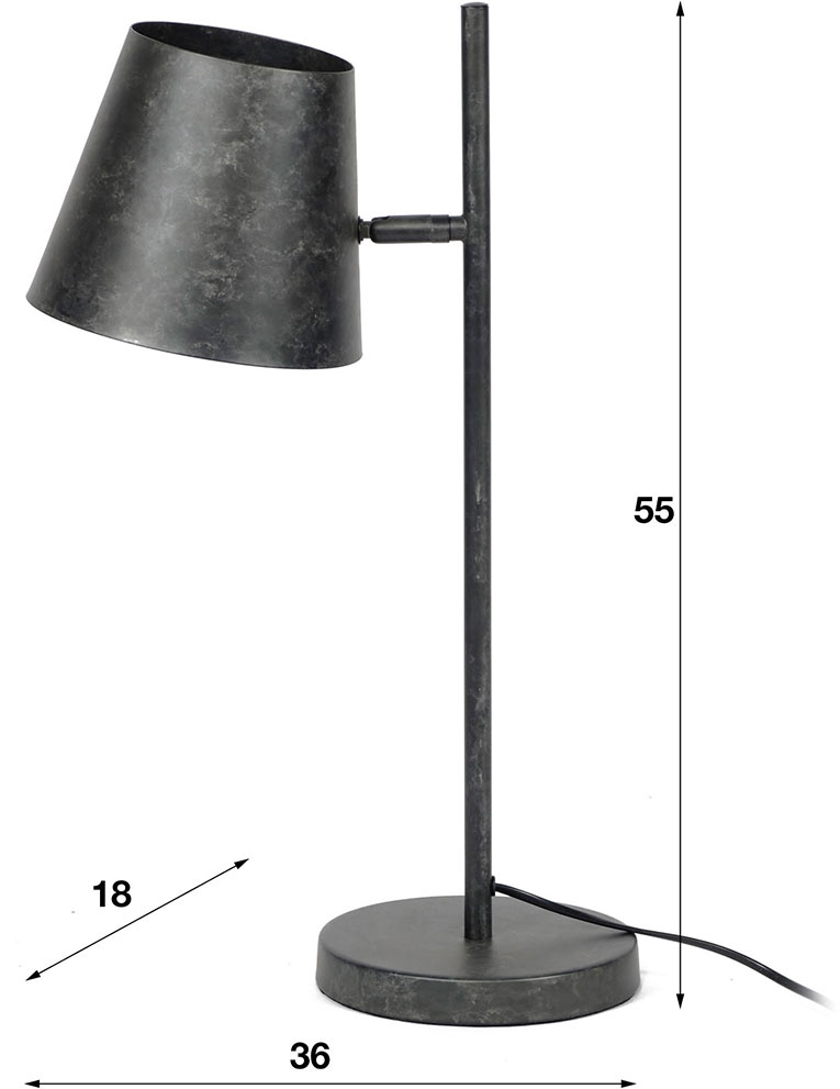 nordal cool lampe de table retro vintage metal noir et laiton 6761